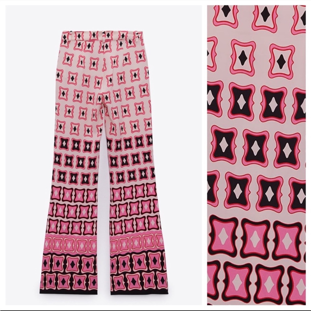 NWT Zara print flared high waisted pants - Picture 8 of 12